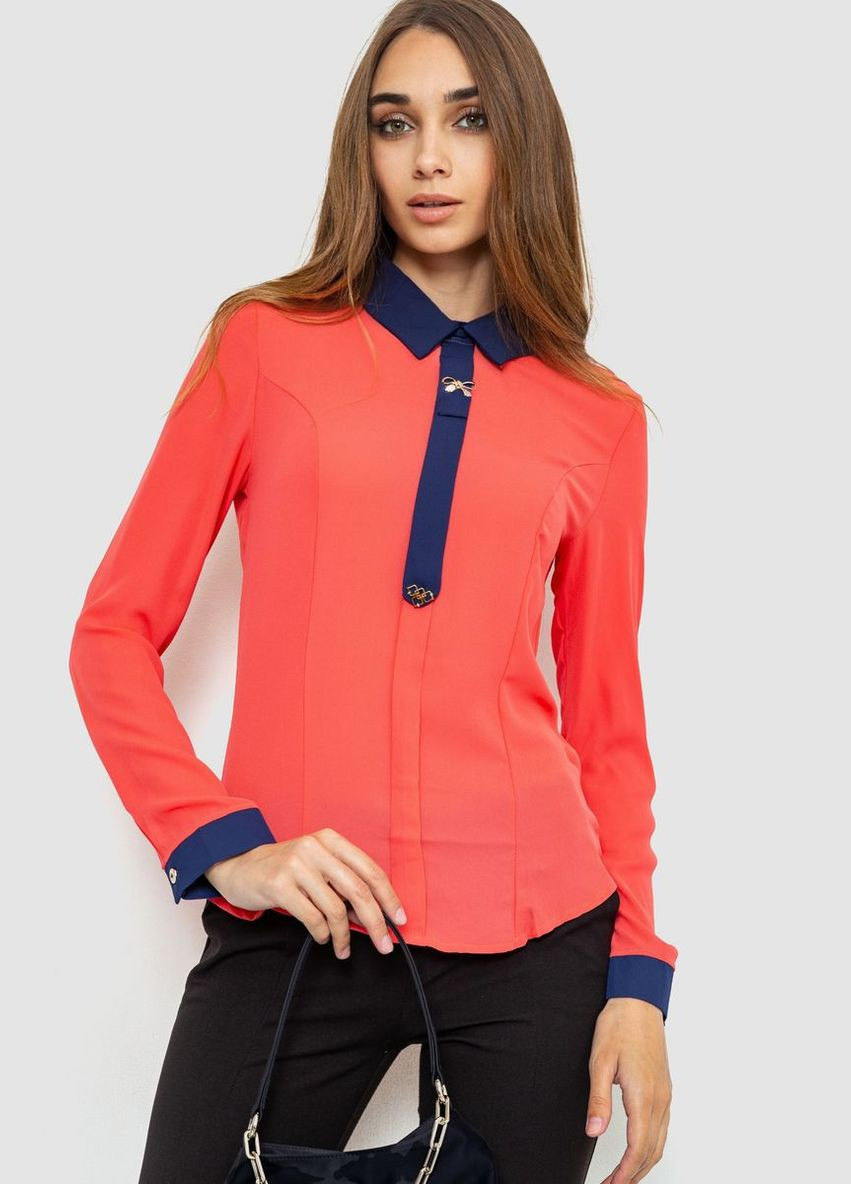 Коралловая демисезонная блуза нарядная, цвет бежевый, Ager