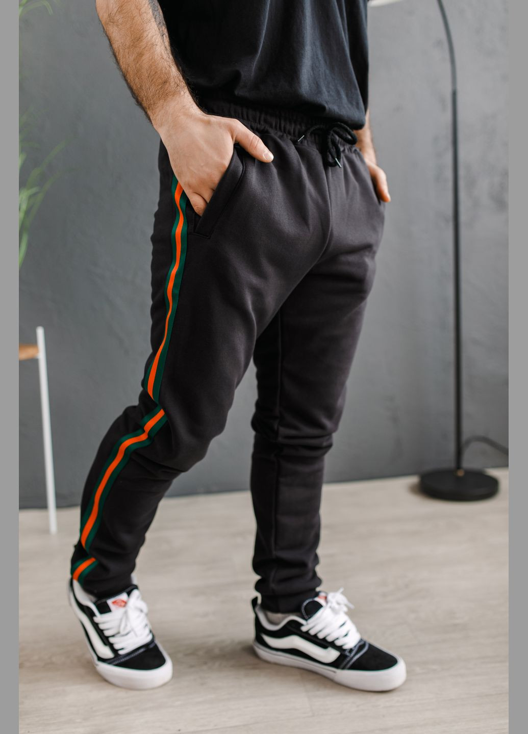 Черные спортивные, повседневный демисезонные брюки No Brand