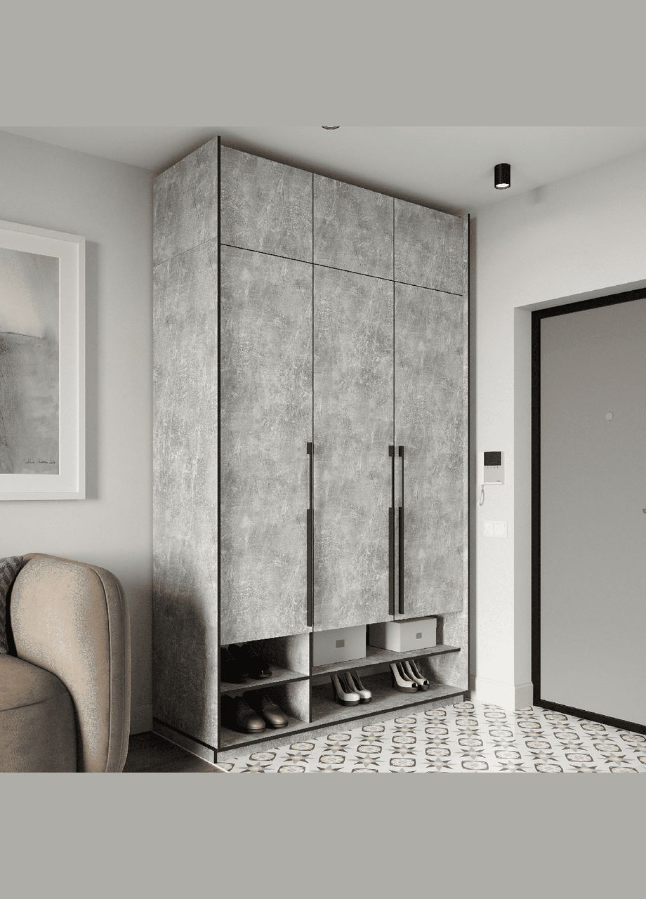 Шафа розпашна на 3 дверки зі штангою, полицями та антресоллю R-0006 від MORELI (335424107)