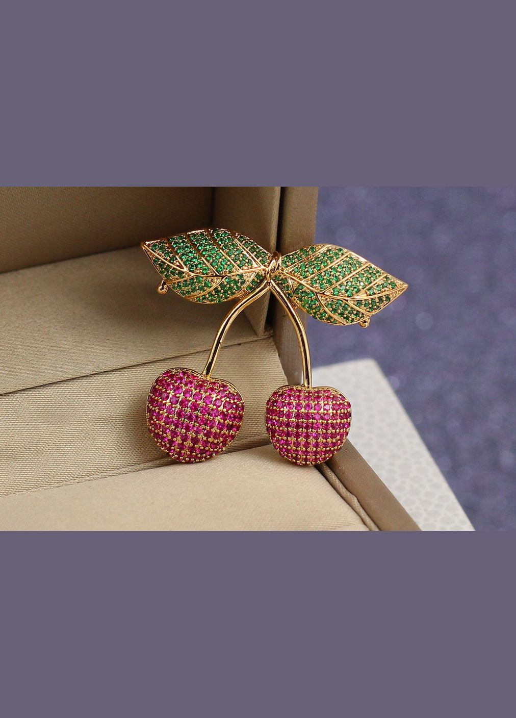 Брошка вишнева парочка золотиста Xuping Jewelry (316433441)