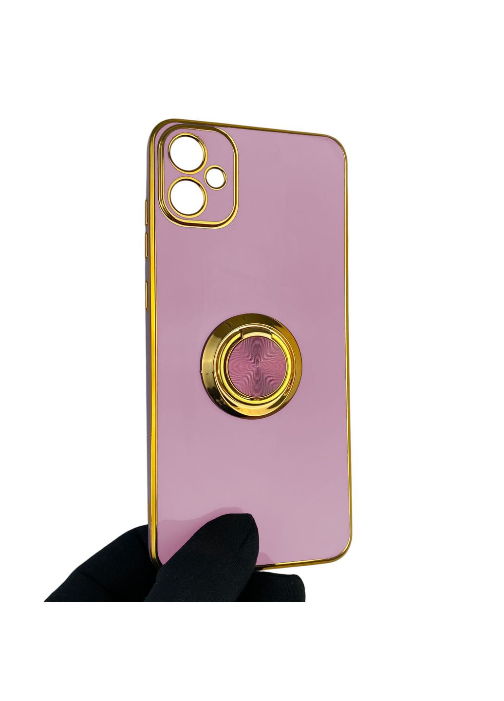 Чехол для Galaxy A05 SM-A055 с кольцом-подставкой с золотой окантовкой на самсунг а05 черничный gs1 Samsung (366232890)