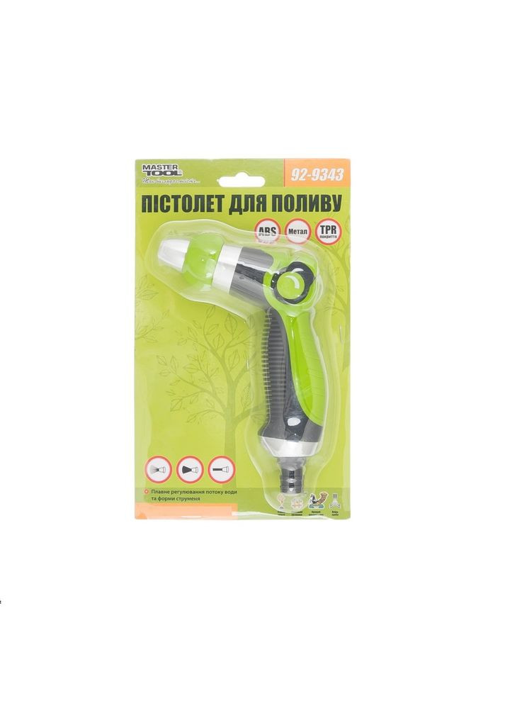 Пістолет для поливу 1/2", корпус ABS+метал, TPR покриття, плавне регулювання потоку води (92-9343) Mastertool (340910975)