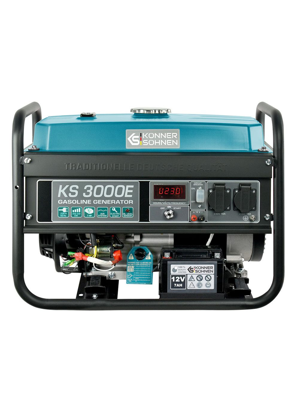 Бензиновий генератор KS 3000E (3 кВт, 50 Гц, 230 В, 15 л) електростартер однофазний (23138) Konner&Sohnen (276905388)