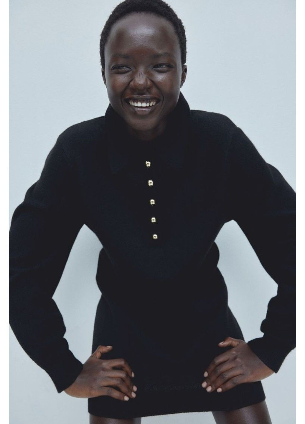 Черное повседневный женское платье с воротником тонкой вязки н&м (57641) xs черное H&M