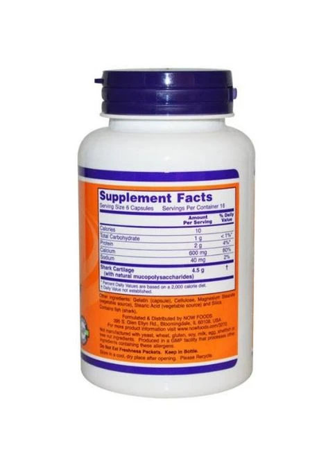 Shark Cartilage 750 mg 100 Caps Now Foods (362419114)