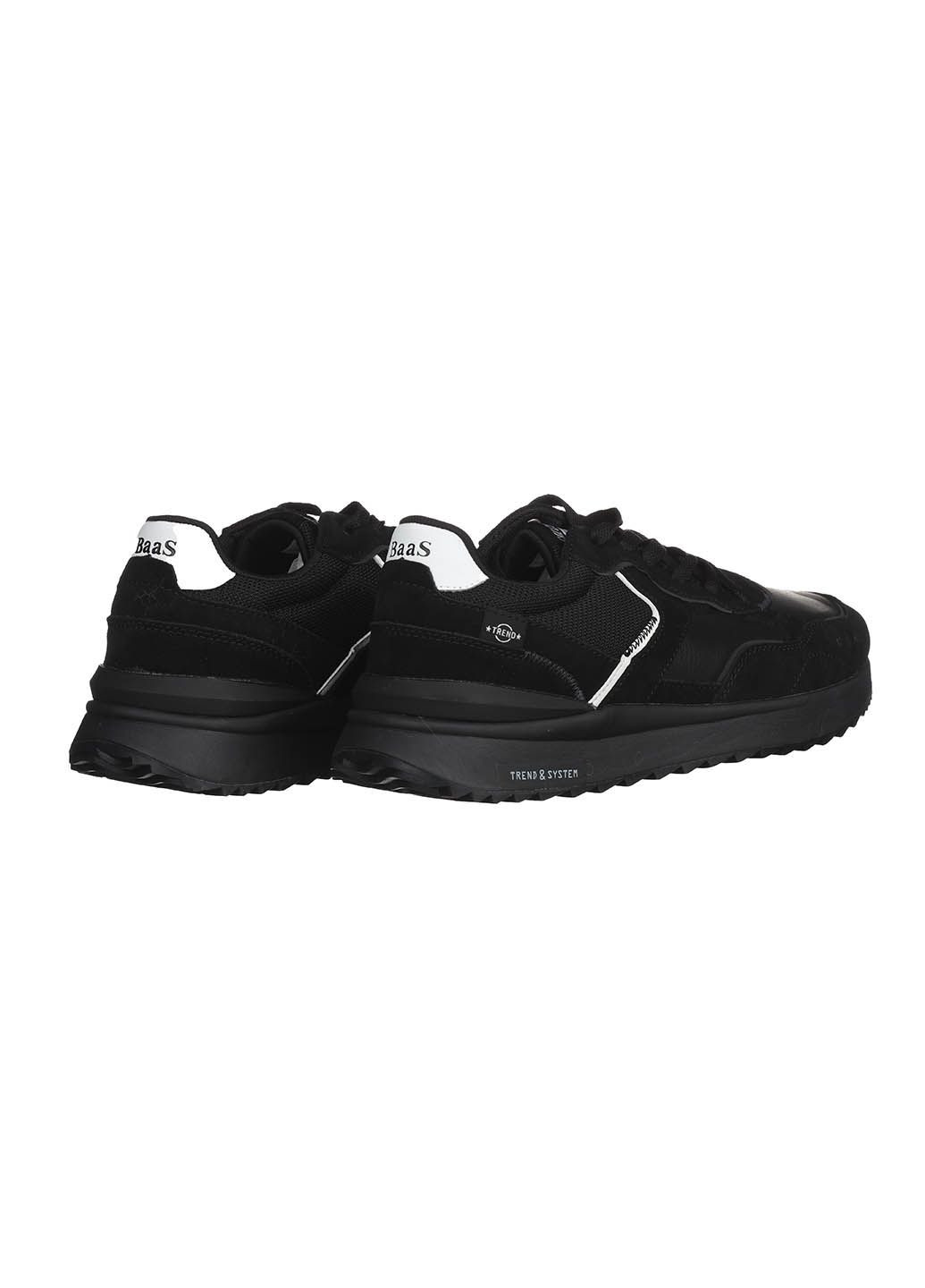 Черные демисезонные кроссовки из кожи для мужчин Baas