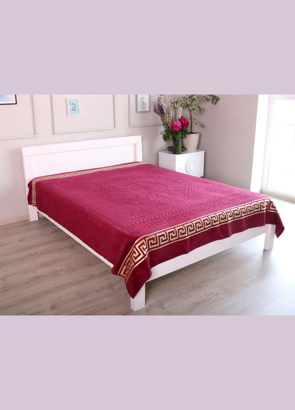 Махрове покривало 200х215см (Піке) Бордове Kayra (318382355)