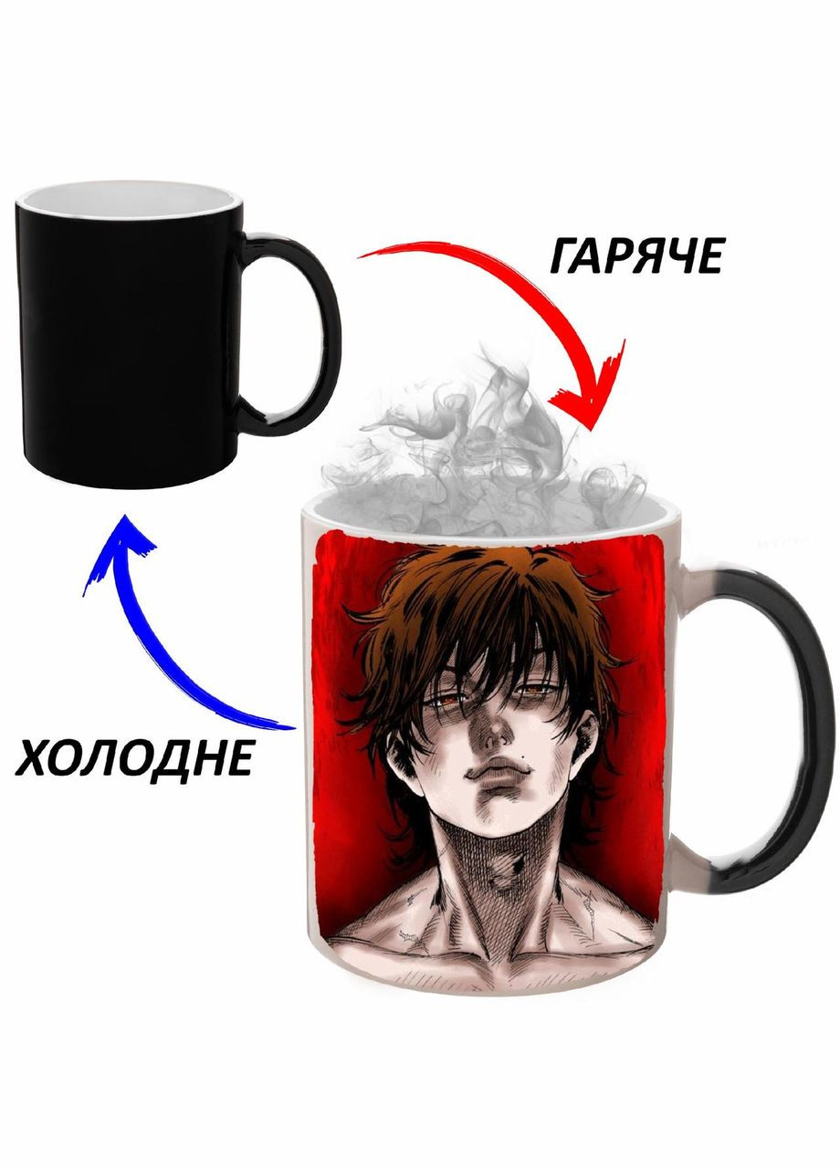 Чашка хамелон Боец Баки Аниме #006 (кружка, чашка) Черная 330 мл No Brand (323471265)