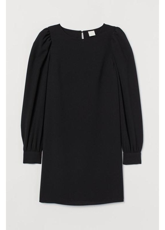 Чорна кежуал сукня з пишними рукавами H&M однотонна