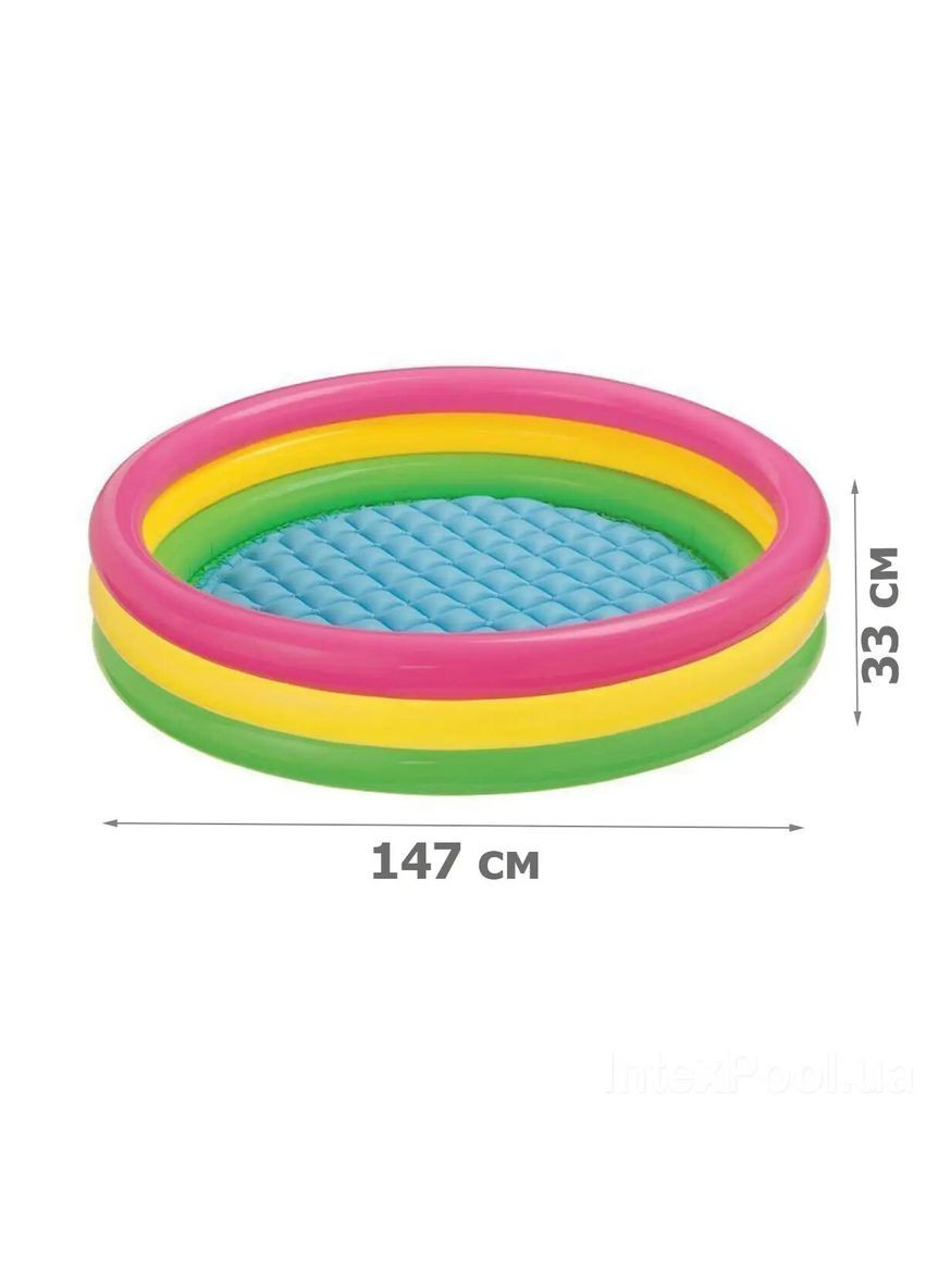 Дитячий надувний басейн 57422-1 «Веселка», з надувним дном, 147 х 33 см, з кульками 10 шт Intex (298578378)