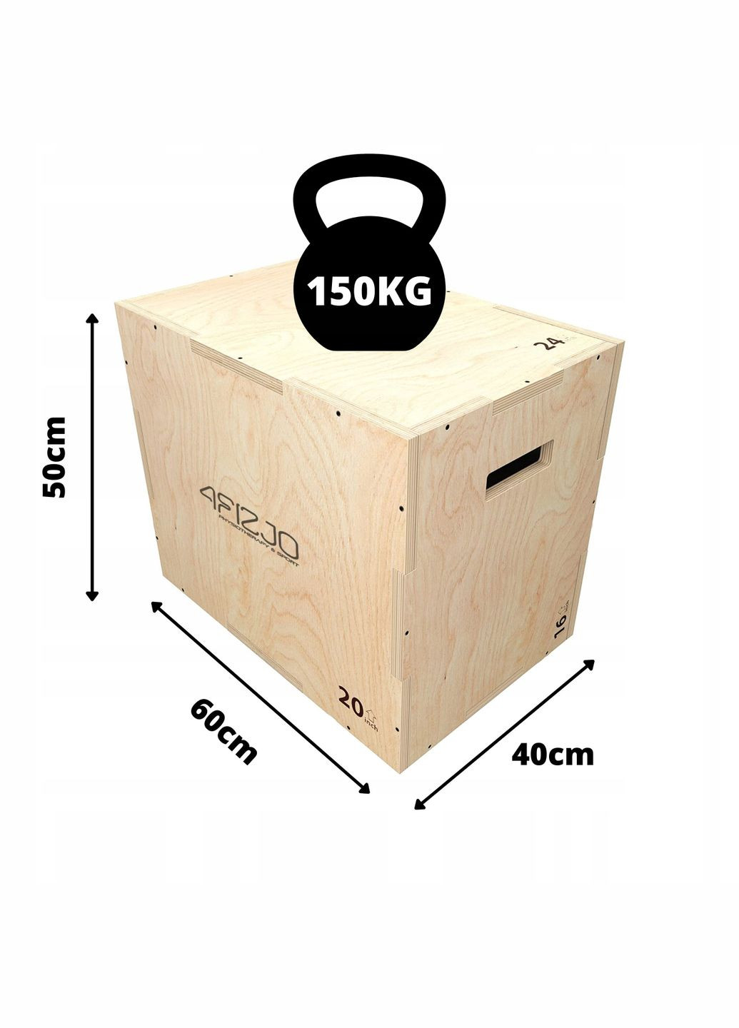 Плиометрический бокс 3 в 1 60 x 50 x 40 см деревянный 4FIZJO 4fj0404 (275096458)