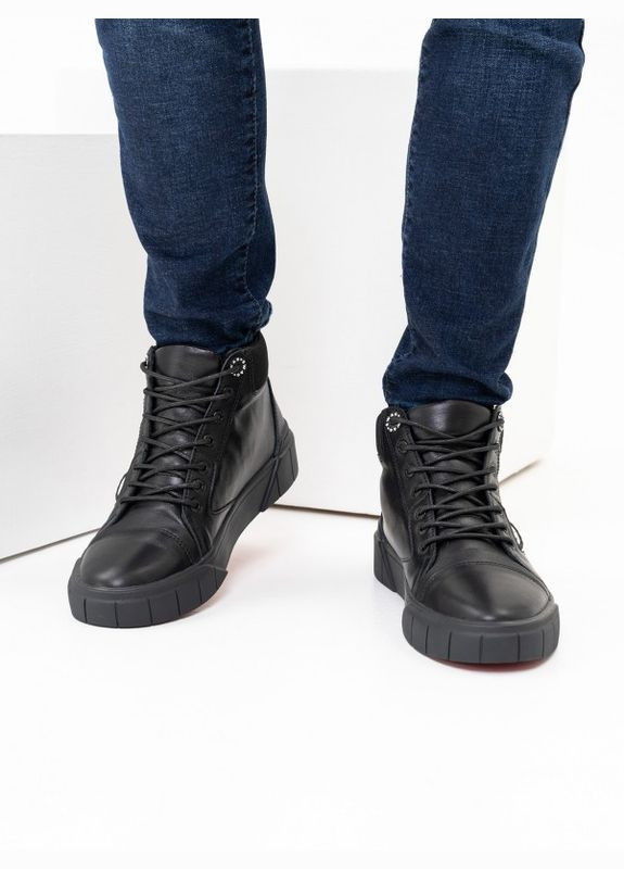 Чорні зимові черевики з натуральної шкіри на хутрі ISSA PLUS (280939499)