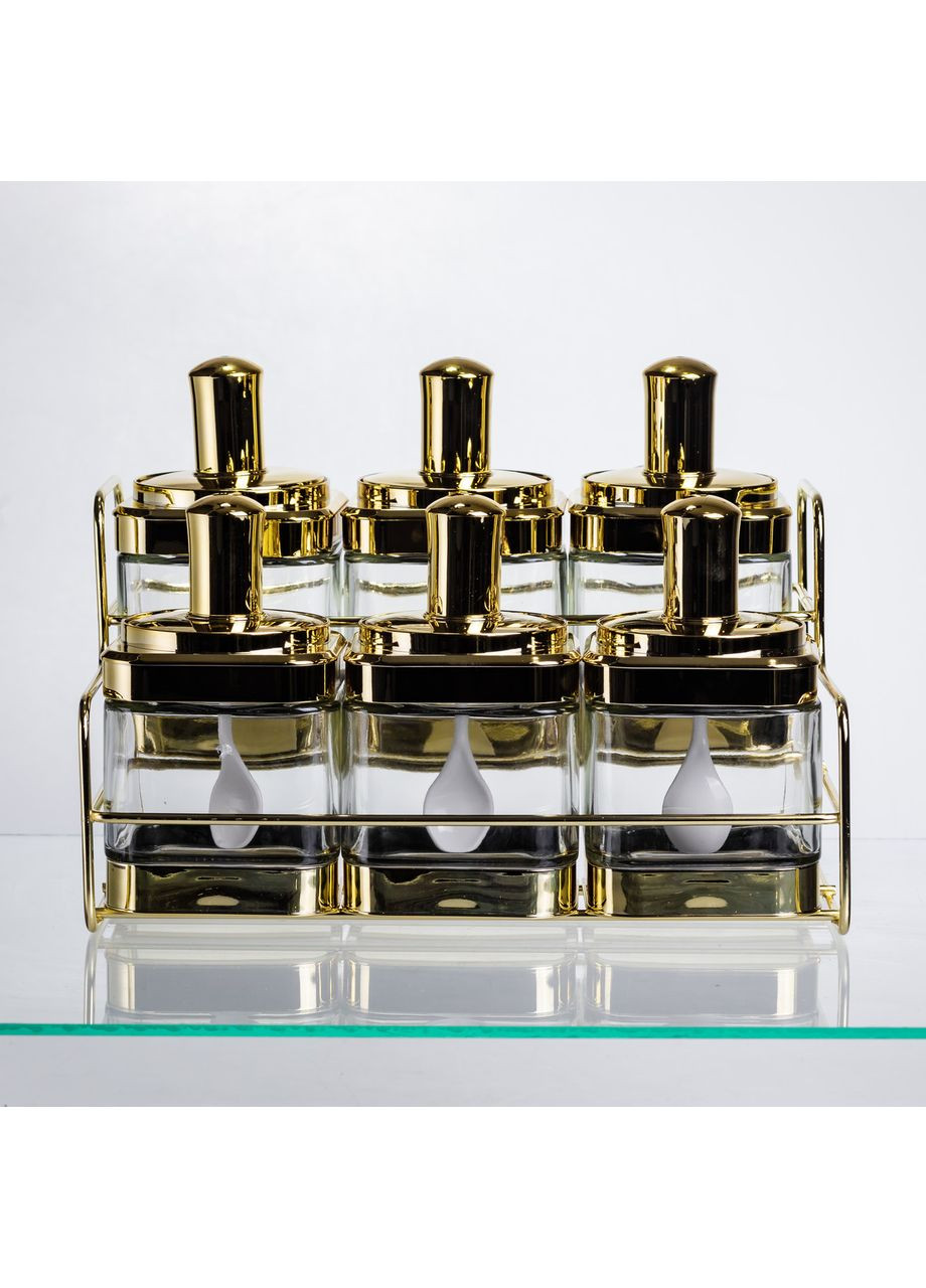 Набір банок для сипучих продуктів із ложкою 6 шт, золото HP-1337 (A-047312) Yiwu (369475210)