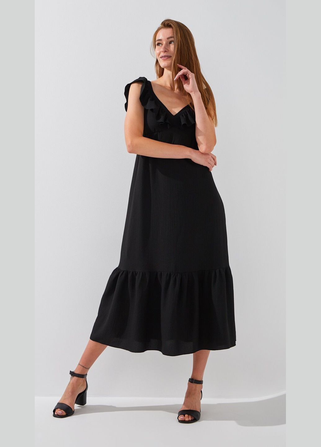 Летний женский сарафан однотонный женский 2507 черный shop (2000990970329) On me однотонный