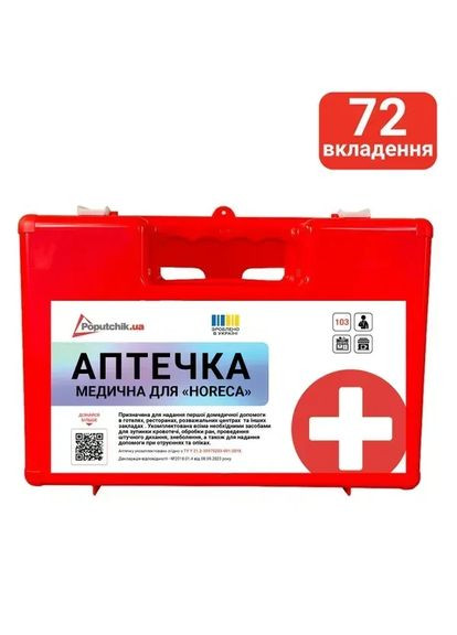 Аптечка медицинская для «HoReCa» (02-099-П ) согласно ТУ пластиковый футляр Poputchik (364302406)