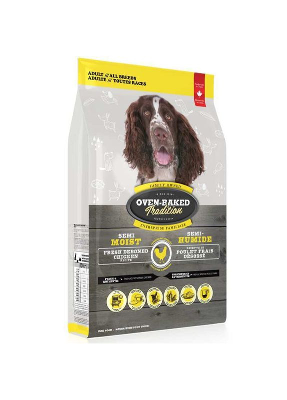 Полувлажный корм со свежим мясом курицы для взрослых собак различных пород Semi-Moist Adult Dog Chicken 2,27 кг (669066990115) Oven-Baked Tradition (327366153)