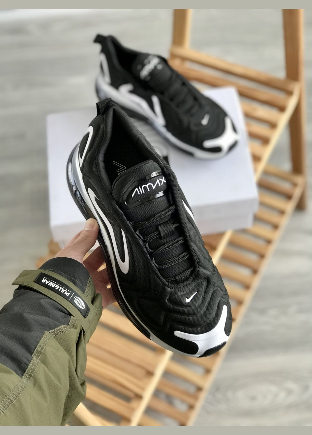 Чорно-білі Осінні кросівки чоловічі і жіночі nike air max 720 black white| найк аір макс 720 чорні білі No Brand