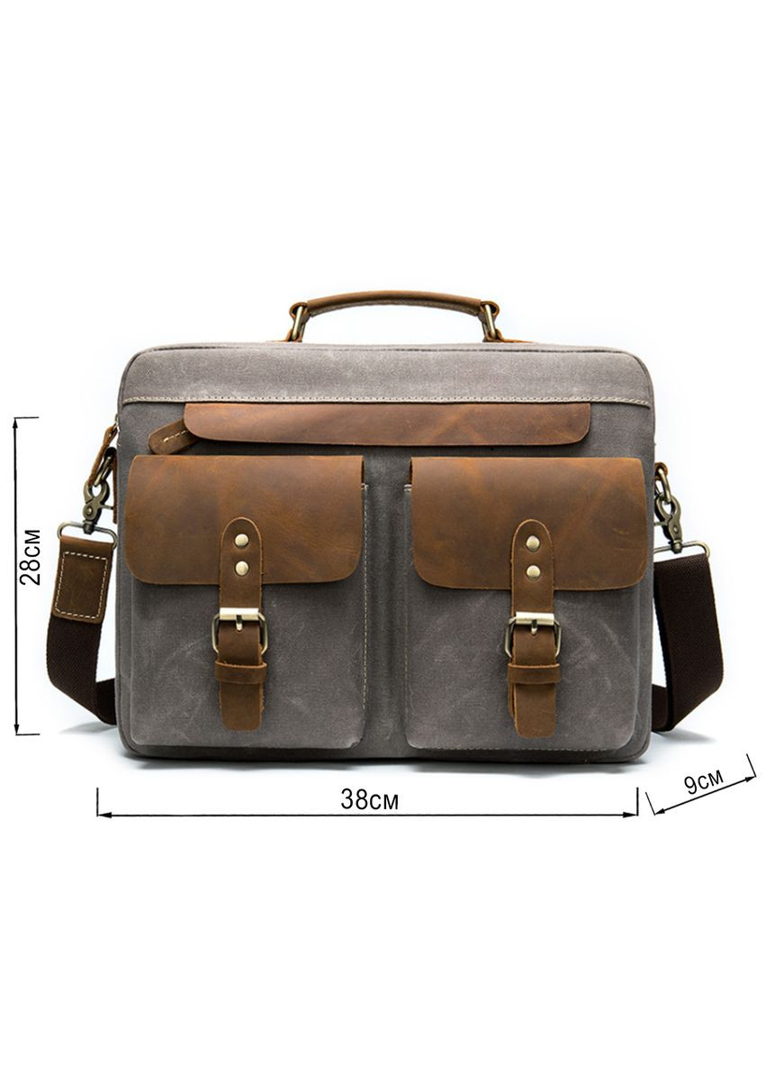 Ділова текстильна сумка-портфель чоловіча зі шкіряними вставками Vintage сірого кольору (sku_20001) No Brand (330012826)