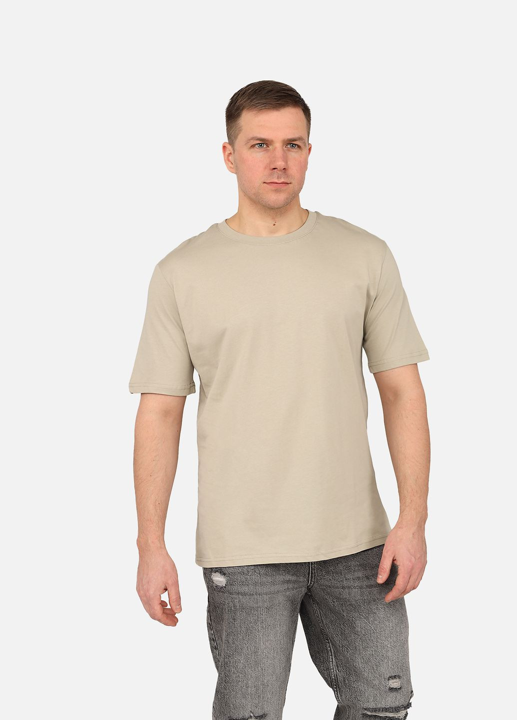 Оливковая футболка с коротким рукавом мужская цвет оливковый цб-00267769 Yuki