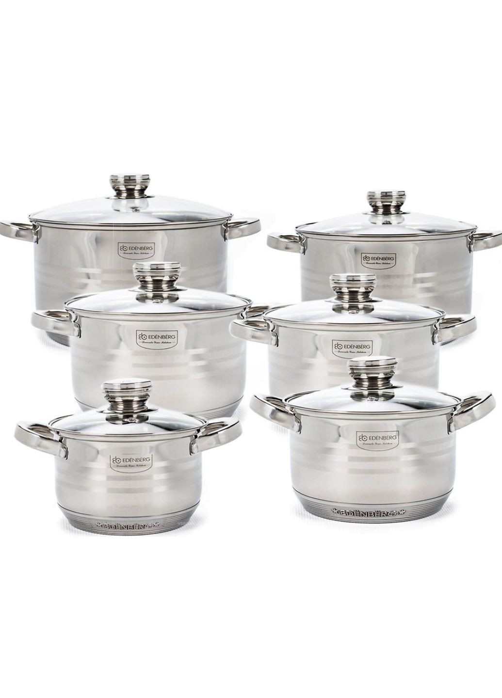 Набір посуду EB-4037 із нержавіючої сталі 12 шт. (EB-4037) Edenberg (362193084)