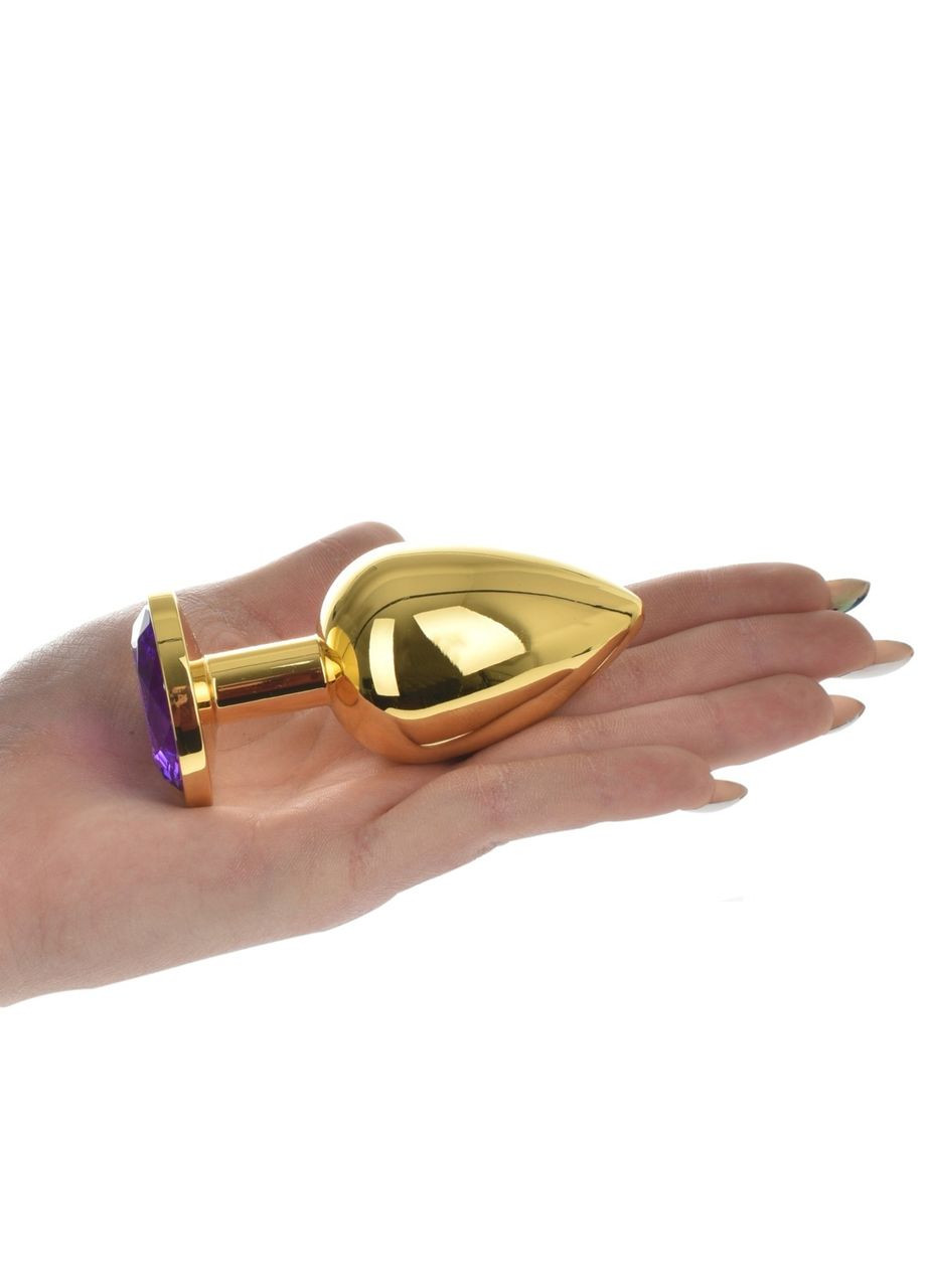 Большая золотая анальная пробка с фиолетовым кристаллом L от Passion Labs AAA (316630923)