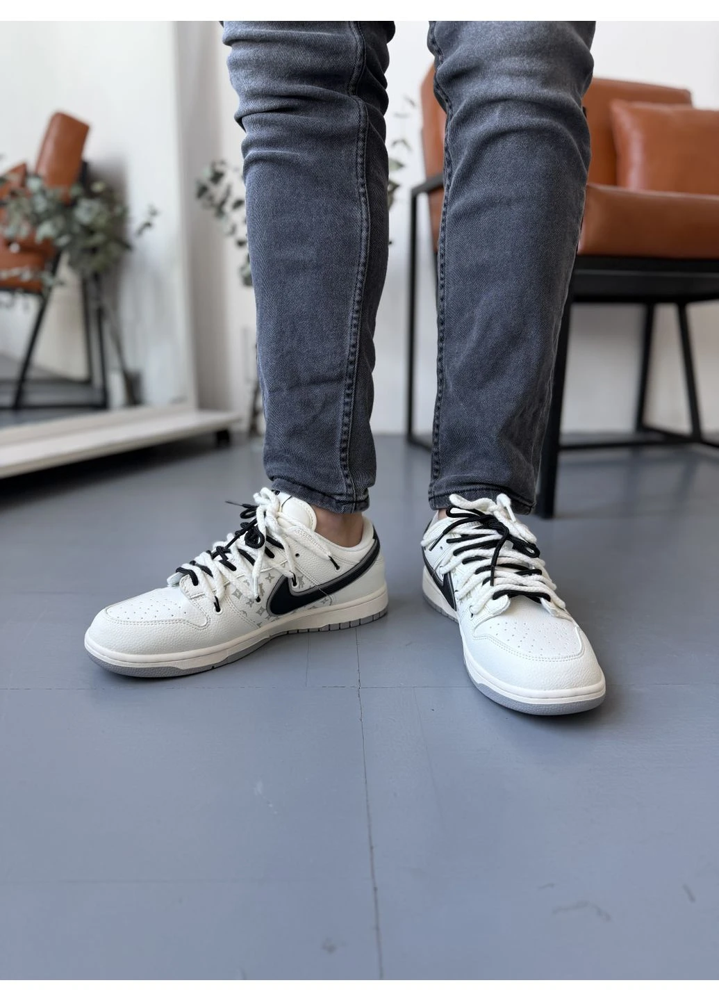 Білі кросівки чоловічі nike sb x louis vuitton x glommy bear white black найк сб данк білі демісезон No Brand