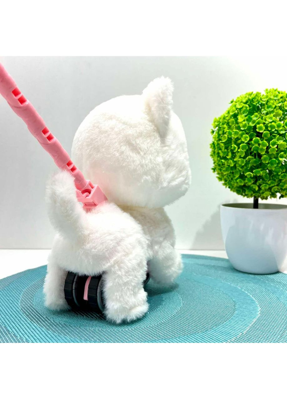 Котик -каталка на палочке интерактивная украинский язык Белая (M 6248 I UA) No Brand (365807456)