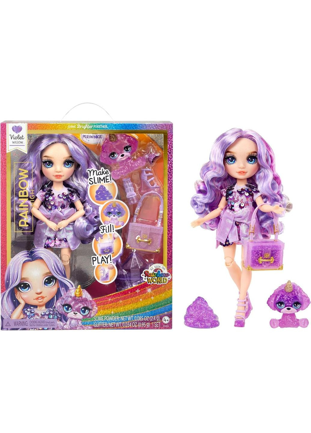 Лялька Рейнбоу Хай Вайолет Віллоу зі слаймом серії Classic Violet Willow with Slime Kit Pet Rainbow High (338425879)