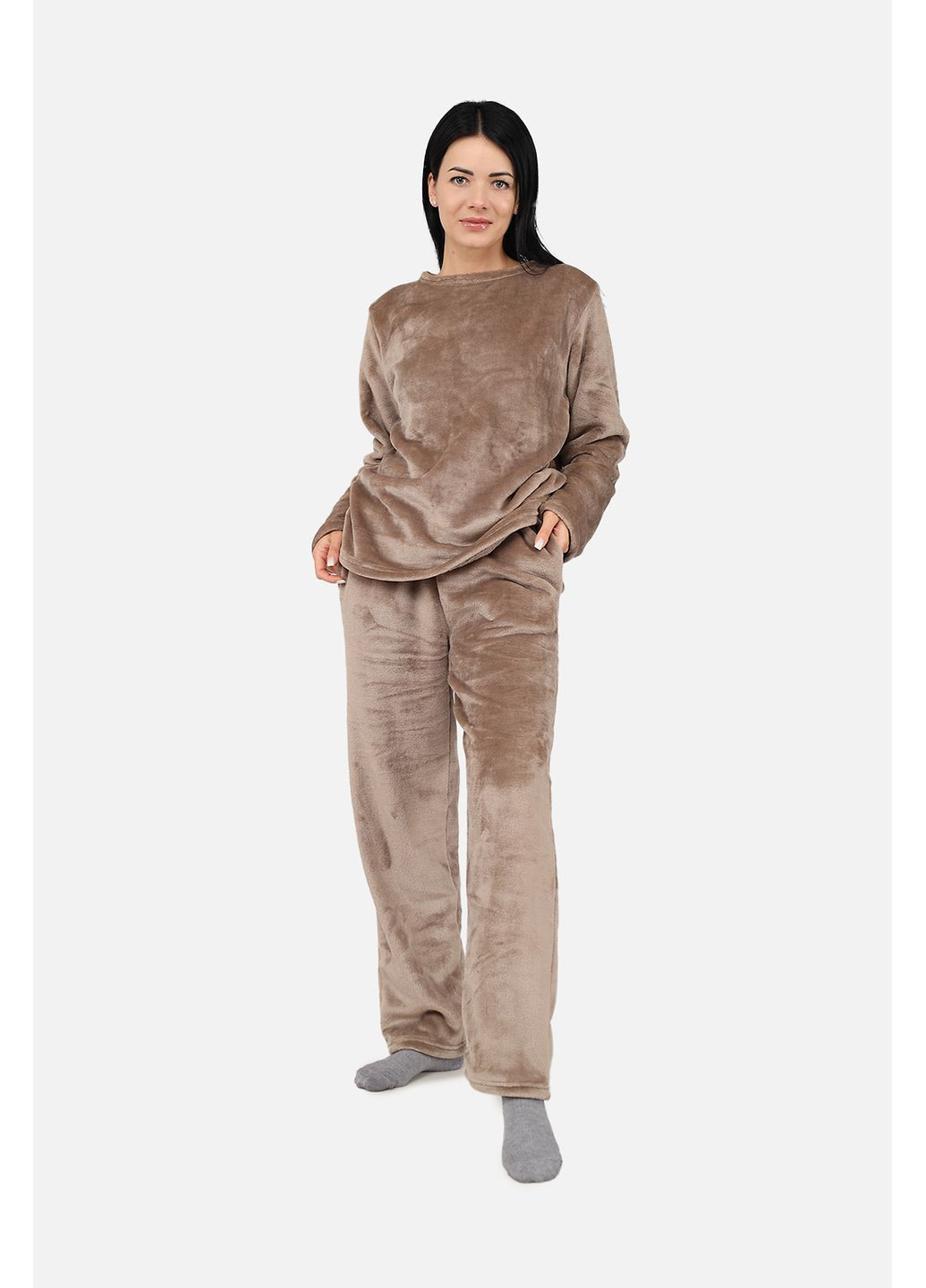 Кофейная зимняя пижама с штанами женская цвет кофейный cb-00283597 Yuki
