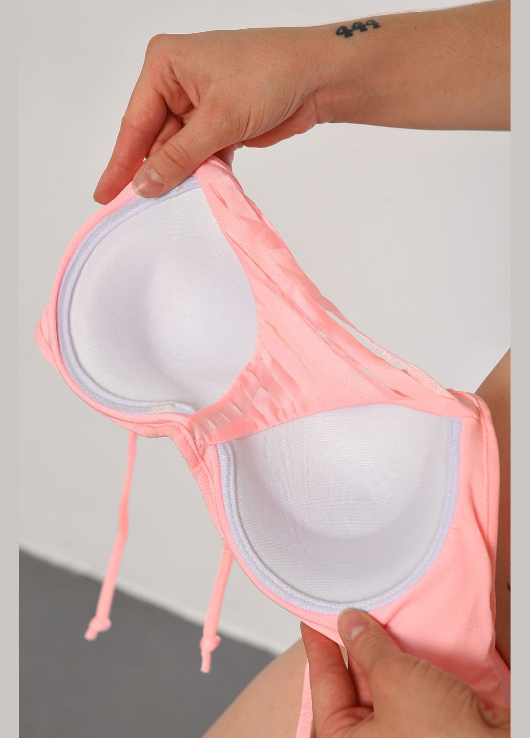 Персиковый летний купальник женский персикового цвета чашка в топ Let's Shop