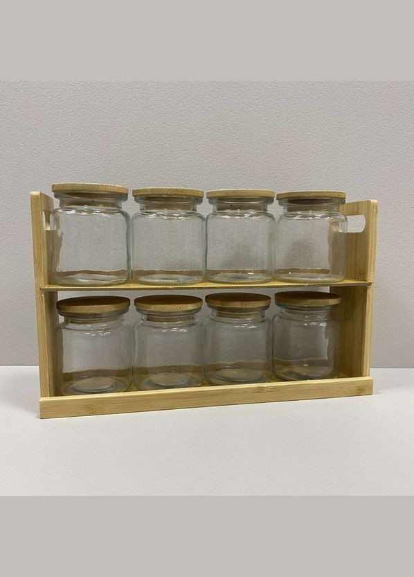 Набор емкостей для специй на деревянной подставке 8 шт. по 250 мл VT-8904-8. Vittora (323483215)