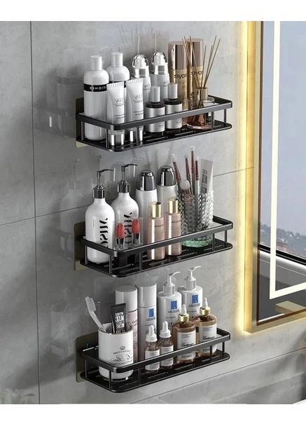 Набор металлических полок для ванной комнаты 3шт Черные (PH051342-3) Xiamen (368833851)