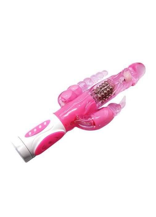 Вібратор Pretty Bunny для потрійної стимуляції з лубрикантом полуничним для жінок No Brand (340914227)