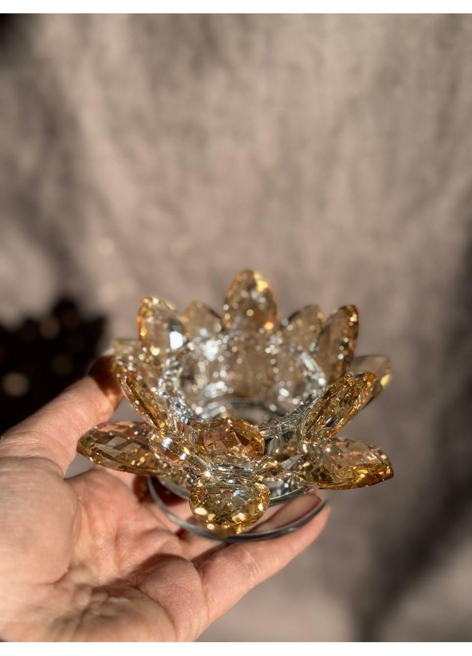 Подсвечник HP-4-91 лотос крутящийся стеклянный на одну свечу 11*11*6 см No Brand (362098747)