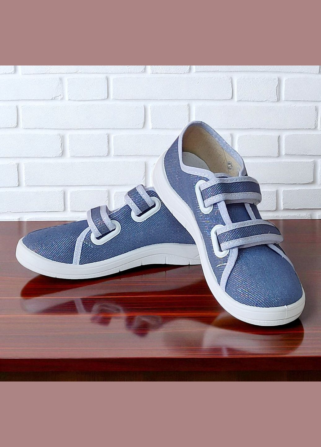 Синие ортопедические текстильные кеды на липучках для девочки валди Waldi