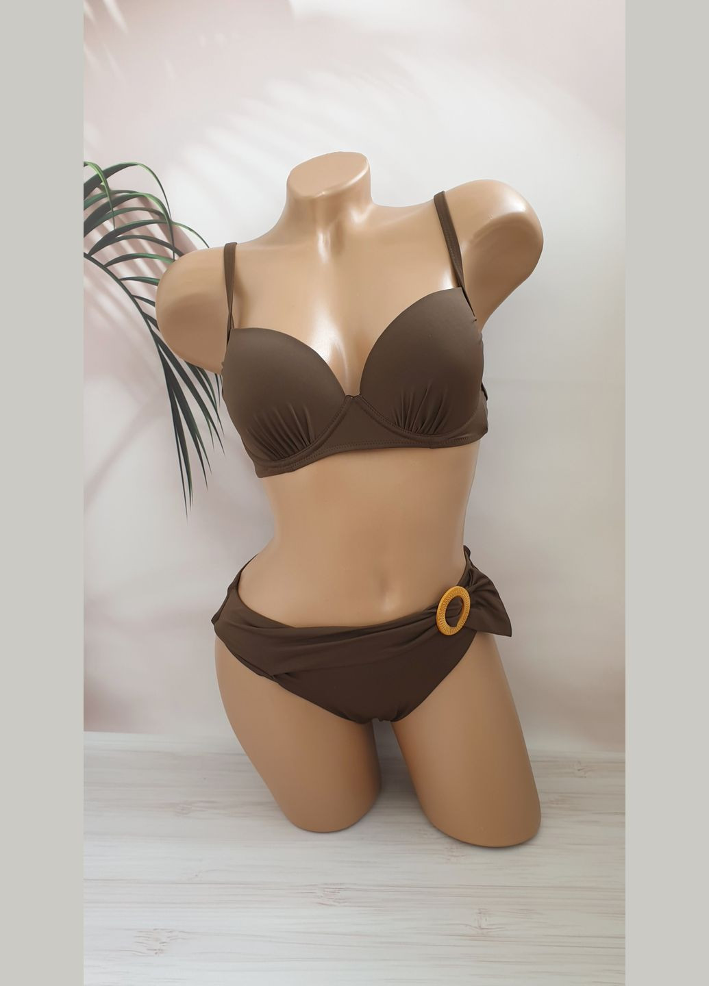 Коричневий літній жіночий роздільний купальник роздільний No Brand