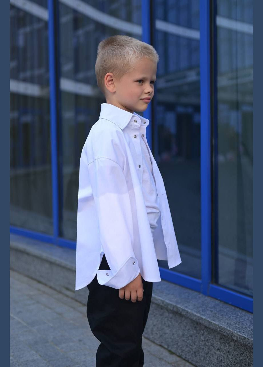 Белый летний костюм котоновый детский popluzhnaya