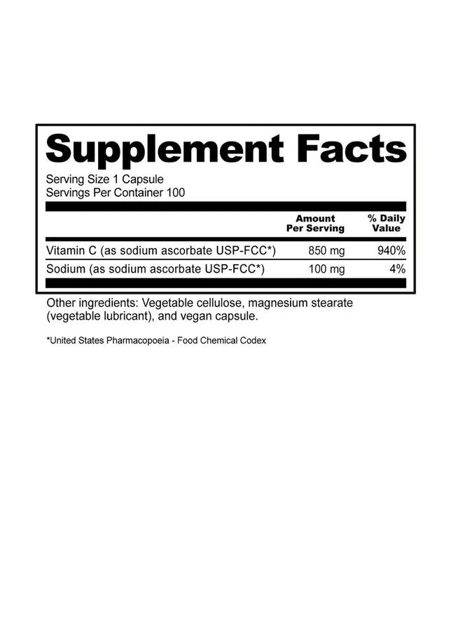 Аскорбат натрия Sodium Ascorbate 850 мг 100 капсул NutriBiotic (361114739)