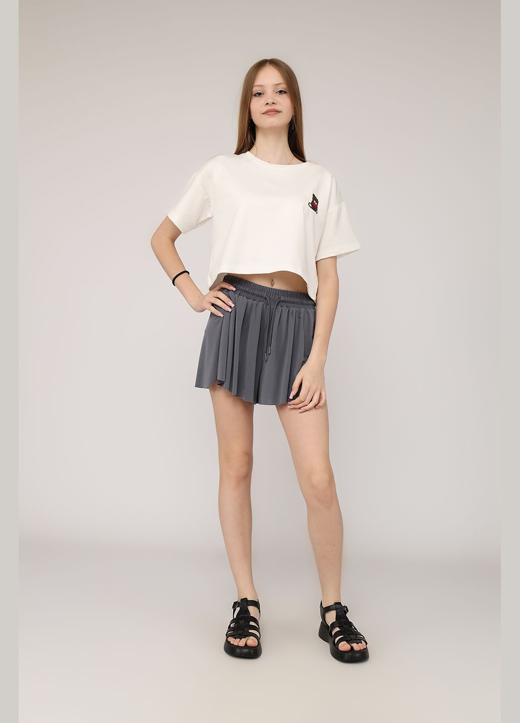 Спідниця-шорти жіноча колір сірий ЦБ-00275908 QLIS (334257364)