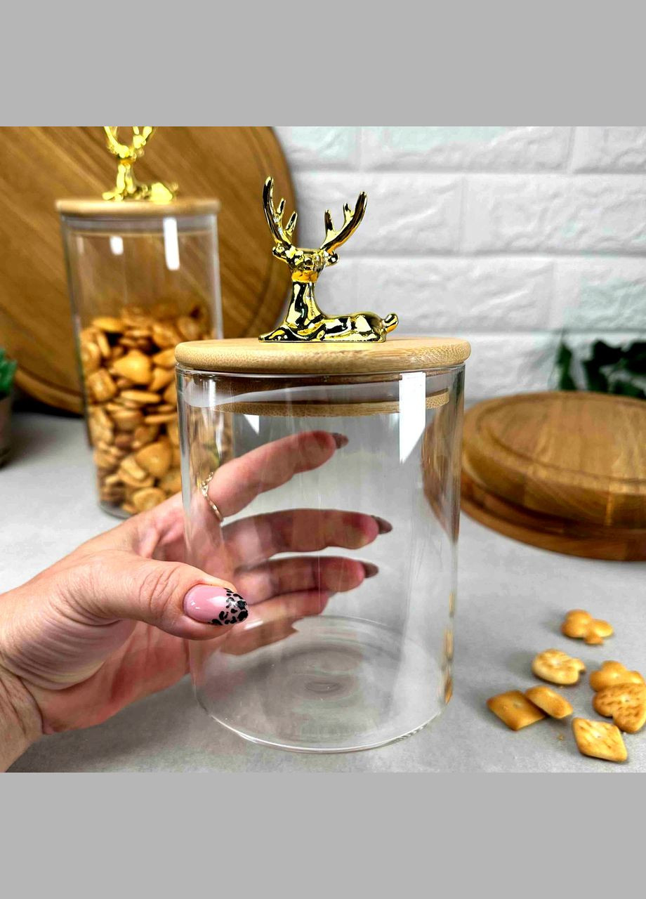 Стеклянная банка для хранения с бамбуковой крышкой 750 мл Stag Олень Hell (303213312)