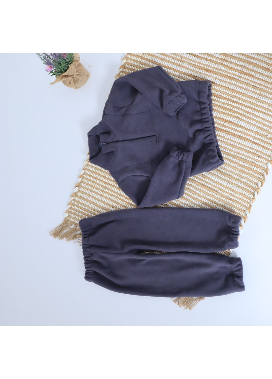 Темно-серый зимний детский теплый флисовый термо костюм (толстовка + штаны) темно-синий брючный No Brand