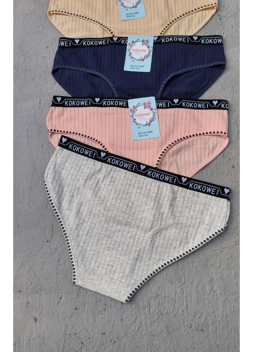 Набір 4 шт бавовняні трусики сліпи в широкий рубчик Kokowei (365271206)