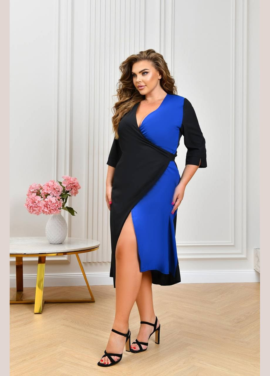 Синя повсякденний, кежуал жіноча сукня на запах на запах Style Point