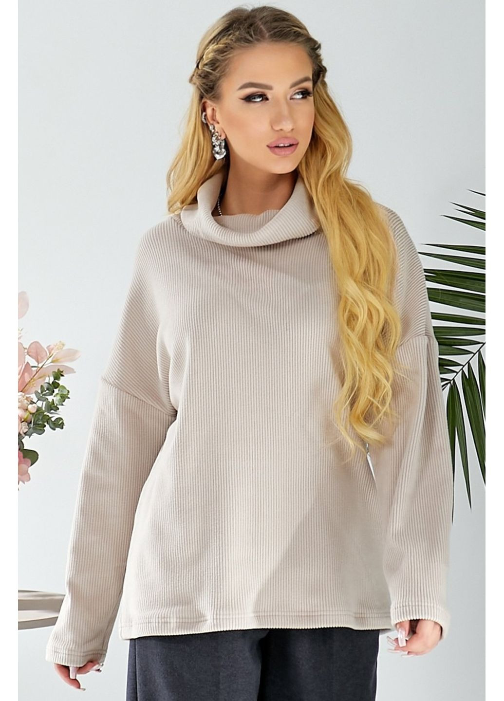 Женская теплая туника из трикотажа в рубчик (ll187080189) LadyLike (369165467)