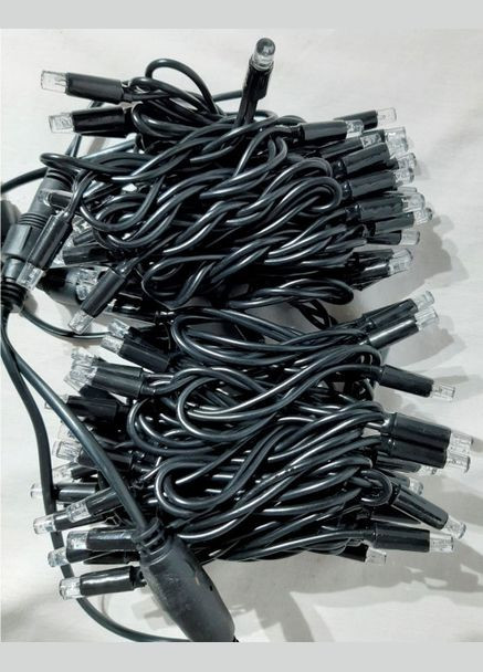 Гирлянда нить УЛИЧНАЯ Мульти RGB 10м 100 led на черном проводе, переходник для соединения Po Fanu (311507389)