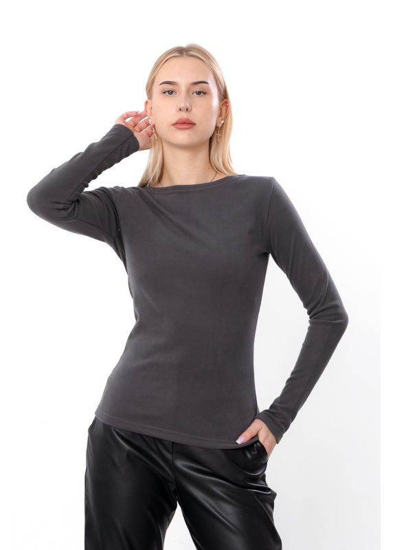 Теплий жіночий лонгслів однотонний приталений (p-13115) Носи своє (369748556)