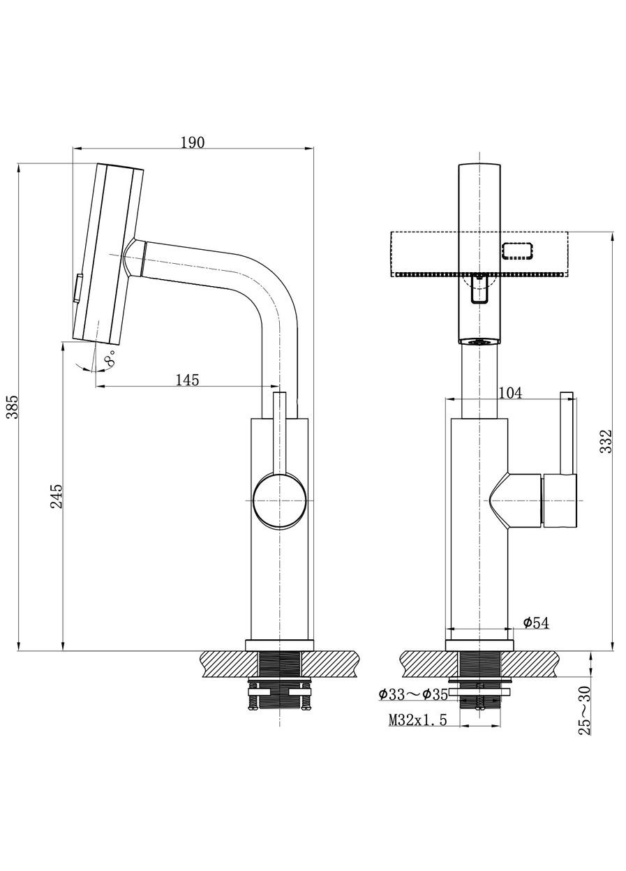 Змішувач на кухню водоспад з висувною лійкою нержавіючий Nett LS-35 (352730007)