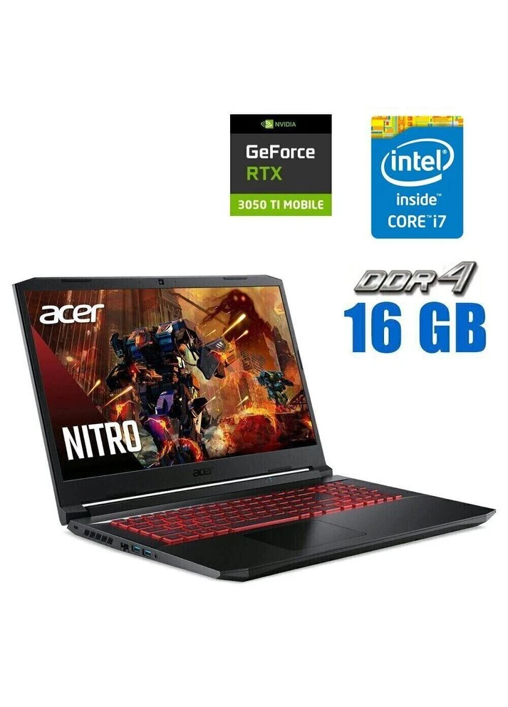 Ігровий ноутбук Nitro 5 AN517-54-79L1 / 17.3" (1920x1080) IPS / Intel Core i7-11800H (8 (16) ядер по 2.3 - 4.6 GHz) / 16 GB Acer (398131386)