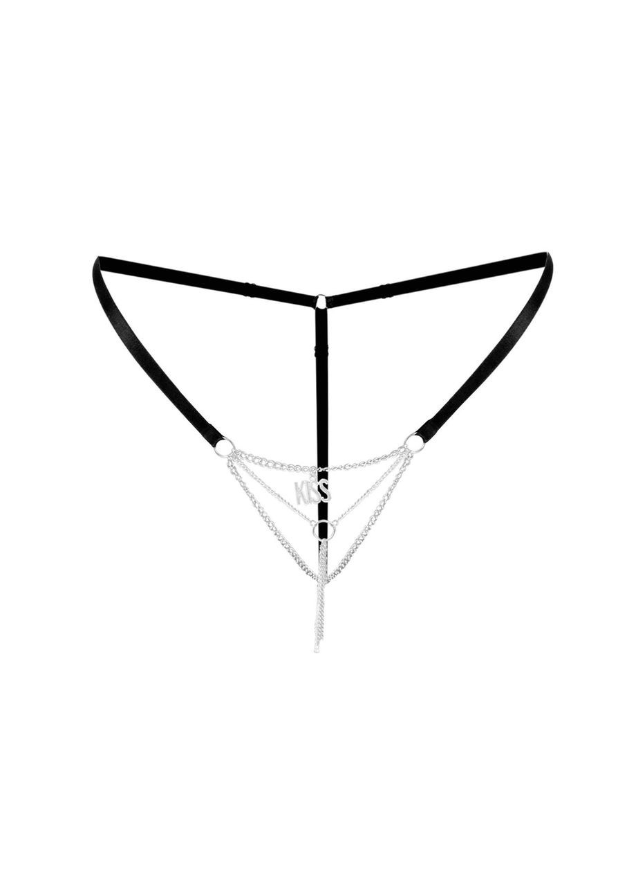 Сексуальні трусики з ланцюжком і підвіскою Art of Sex — KISS panties L-2XL, колір чорний No Brand (303907332)