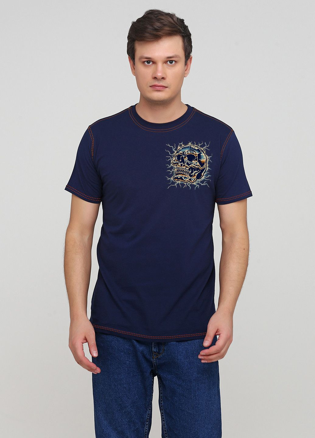 Темно-синяя мужская футболка с принтом с коротким рукавом Malta